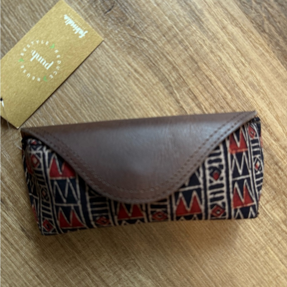 Brown and Red Patterned Sunglasses Case